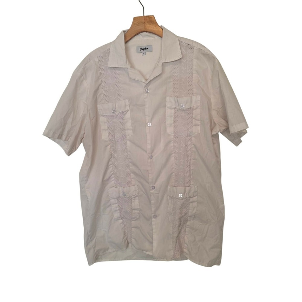 Vatpave Cigar Lounge Shirt Embroidered Button Up White Tony Soprano Mens Large